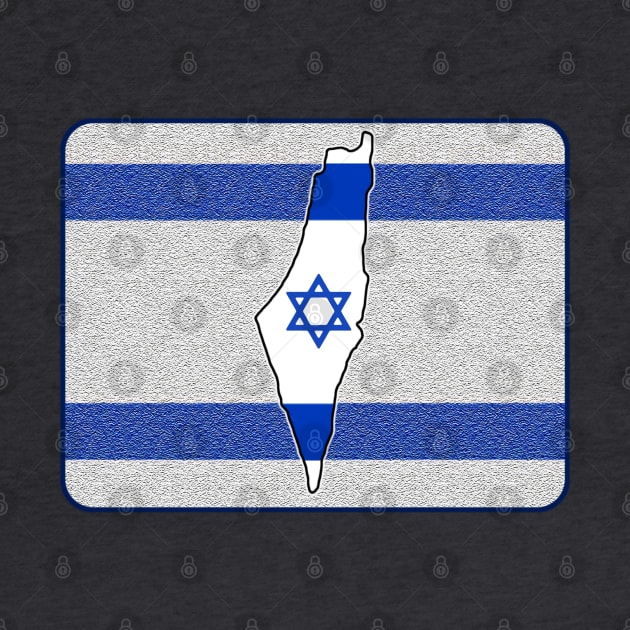 Map of Israel on Stylized Israeli Flag by designs-by-ann